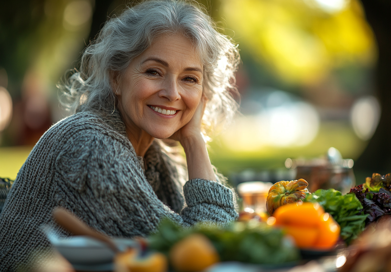 Щаслива пара старшого віку готує здорову їжу